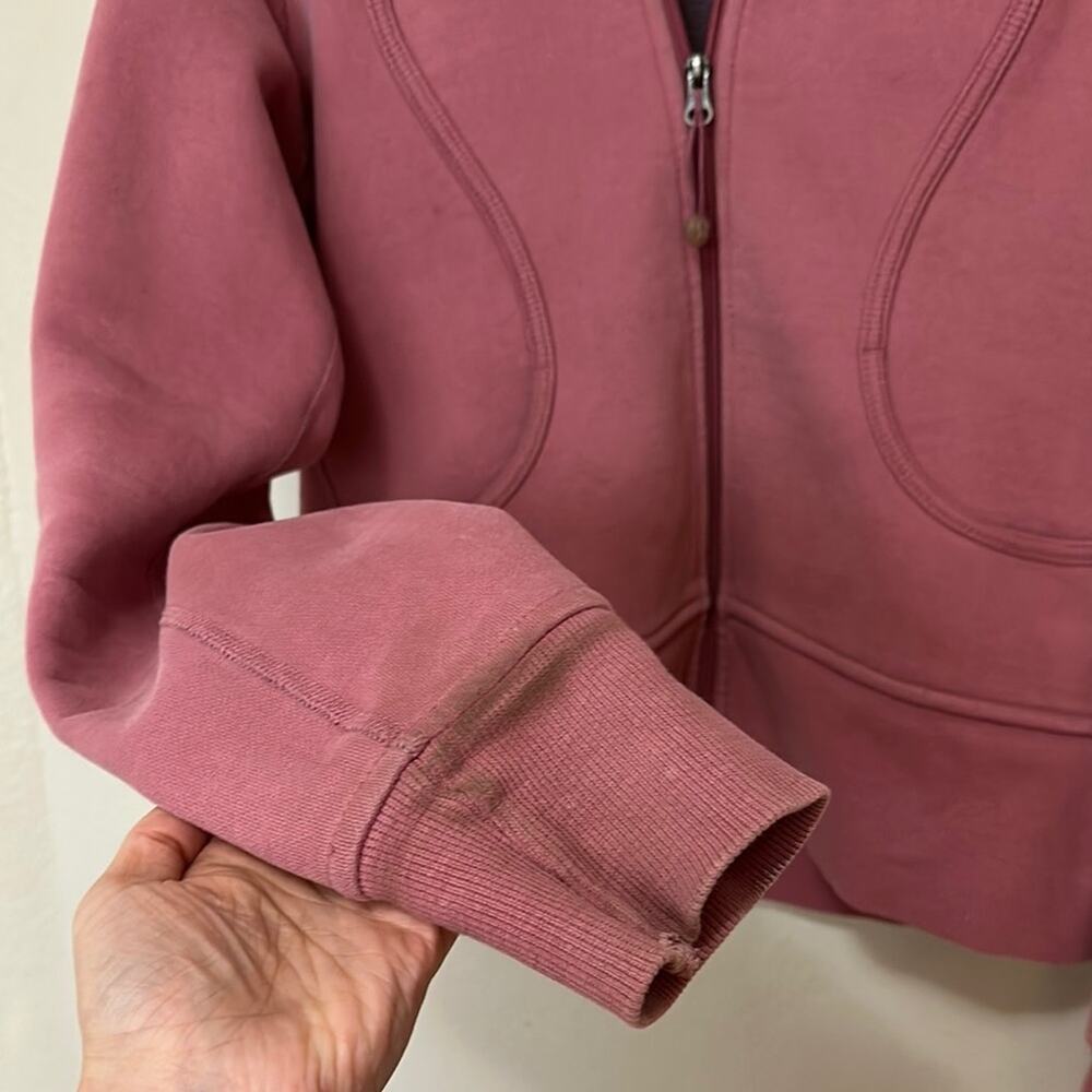 Lululemon Athletica Pink Zip-Up Jacket Cotton Stretch THICK Raspberry Cream - Picture 4 of 7